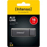 Intenso Alu Line unità flash USB 16 GB USB tipo A 2.0 Antracite Nero, 16 GB, USB tipo A, 2.0, 28 MB/s, Cuffia, Antracite