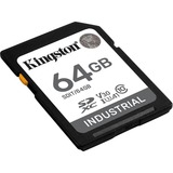 Kingston 64G SDXC Industrial pSLC, Scheda di memoria Nero, 64 GB, SDHC, Classe 10, UHS-I, 100 MB/s, 80 MB/s