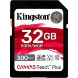 Kingston Canvas React Plus 32 GB SD UHS-II Classe 10, Scheda di memoria Nero, 32 GB, SD, Classe 10, UHS-II, 300 MB/s, 260 MB/s