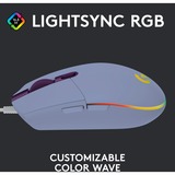 Logitech G203 LIGHTSYNC mouse USB tipo A 8000 DPI, Mouse da gioco viola, USB tipo A, 8000 DPI, 1 ms, Lillà