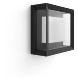 Philips White & Color Ambiance Econic Outdoor applique da parete quadrata, Luce LED Nero