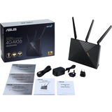 ASUS 4G-AX56 router wireless Gigabit Ethernet Dual-band (2.4 GHz/5 GHz) Nero Wi-Fi 6 (802.11ax), Dual-band (2.4 GHz/5 GHz), Collegamento ethernet LAN, 3G, Nero, Router da tavolo