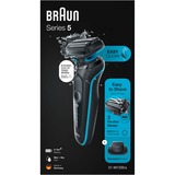 Braun Series 5 51-M1200s rasoio elettrico Trimmer Nero, Blu Nero/Turchese, Rasoio, Nero, Blu, AutoSense, Pulsanti, Batteria, Ioni di Litio