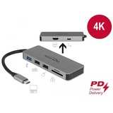 DeLOCK 87743 hub di interfaccia USB 3.2 Gen 1 (3.1 Gen 1) Type-C Grigio, Docking station grigio, USB 3.2 Gen 1 (3.1 Gen 1) Type-C, HDMI, USB 2.0, USB 3.2 Gen 1 (3.1 Gen 1) Type-A, USB 3.2 Gen 1 (3.1 Gen 1) Type-C, MicroSD (TransFlash), MicroSDHC, MicroSDXC, SD, SDHC, SDXC, 3840 x 2160 Pixel, Grigio, Metallo