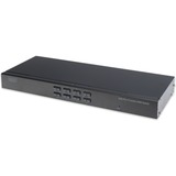 Digitus Commutatore KVM Combo USB-PS/2, Switch KVM Nero, SXGA, Montaggio rack, Nero