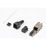 Digitus Connettore da campo CAT.6a angolato, STP con cappuccio antipolvere, Spina argento