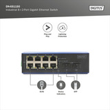 Digitus Gigabit Ethernet industriale 8+2 porte, Interruttore 