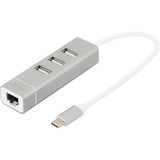 Digitus Hub USB Tipo-C 3 porte, Docking station argento/Bianco
