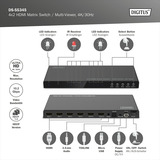 Digitus Switch Matrice HDMI / Multi-Viewer 4x2, Switch HDMI 