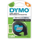 Dymo Etichette LTin metall Nero su metallizzato, Poliestere, DYMO, LetraTag 100T, LetraTag 100H, 1,2 cm, 4 m