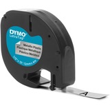 Dymo LetraTag etichette originali Metallic autoadesiva | rotolo da 12 mm x 4 m | stampa nera su argento metallico | LT etichette autoadesive per etichettatrice LetraTag | 1 pezzo, Nastro di scrittura Nero su metallizzato, Poliestere, Belgio, DYMO, LetraTag 100T, LetraTag 100H, 1,2 cm
