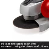 EINHELL Smerigliatrice angolare a batteria Power X-Change TC-AG 18/115 Li Kit, 18 Volt rosso/Nero