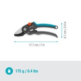 GARDENA Forbici da giardino PremiumCut - Legno secco, Cesoie da giardino grigio/Turchese