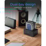 ICY BOX IB-1233CL-CR USB 3.2 Gen 1 (3.1 Gen 1) Type-A Nero, Docking station Nero, HDD, SSD, SATA, 2.5,3.5", USB 3.2 Gen 1 (3.1 Gen 1) Type-A, Nero, 5 Gbit/s