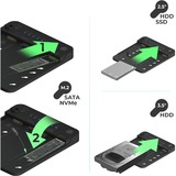 ICY BOX IB-2913MCL-C31 USB 3.2 Gen 2 (3.1 Gen 2) Type-C Nero, Docking station Nero, HDD, SSD, SATA, Seriale ATA II, Serial ATA III, 2.5,3.5,M.2, USB 3.2 Gen 2 (3.1 Gen 2) Type-C, Nero, Plastica