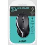 Logitech Corded M500S mouse Mano destra USB tipo A Ottico 4000 DPI antracite/Argento, Mano destra, Ottico, USB tipo A, 4000 DPI, Nero