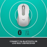 Logitech Signature M650 mouse Mancino RF senza fili + Bluetooth Ottico 2000 DPI bianco, Mancino, Ottico, RF senza fili + Bluetooth, 2000 DPI, Bianco