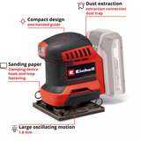 EINHELL Power X-Change Levigatrice orbitale a batteria TE-OS 18/113 Li-Solo, 18 Volt rosso/Nero