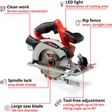 EINHELL TE-CS 18/165-1 Li-Solo, Sega circolare rosso/Nero