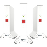 FRITZ! Mesh Set 4200, Ripetitore bianco/Rosso, Mesh Set 4200, Rosso, Bianco, 2x2/4x4, Ripetitore di rete, Potenza, WLAN, Dual-band (2.4 GHz/5 GHz), Wi-Fi 6E (802.11ax)