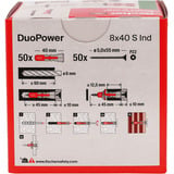 fischer Tassello DuoPower 8x40 S grigio chiaro/Rosso