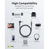 goobay Cavo di collegamento audio Plus AUX 3,5mm stereo, 90° Nero/Argento