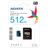 ADATA AUSDX512GUICL10A1-RA1 memoria flash 512 GB MicroSDXC UHS-I Classe 10 512 GB, MicroSDXC, Classe 10, UHS-I, 100 MB/s, 25 MB/s