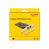 DeLOCK Scheda PCI Express x2 a 2 x RJ45 2,5 Gigabit, Scheda di rete 