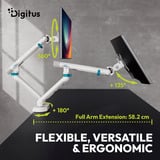 Digitus Supporto per monitor design doppio, 2x 35", 2x 10 kg, Base per monitor bianco