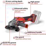 EINHELL Professional Akku-Winkelschleifer AXXIO 18/125 Q, 18Volt, Smerigliatrice angolare rosso/Nero