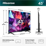 Hisense 43E7S PRO televisore Hi-QLED, QLED TV Nero/grigio scuro