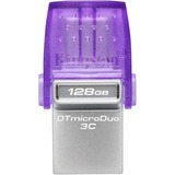 Kingston DataTraveler microDuo 3C unità flash USB 128 GB USB Type-A / USB Type-C 3.2 Gen 1 (3.1 Gen 1) Acciaio inossidabile, Porpora viola/trasparente, 128 GB, USB Type-A / USB Type-C, 3.2 Gen 1 (3.1 Gen 1), 200 MB/s, Altro, Acciaio inossidabile, Porpora