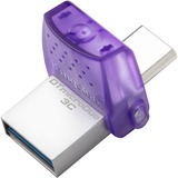 Kingston DataTraveler microDuo 3C unità flash USB 128 GB USB Type-A / USB Type-C 3.2 Gen 1 (3.1 Gen 1) Acciaio inossidabile, Porpora viola/trasparente, 128 GB, USB Type-A / USB Type-C, 3.2 Gen 1 (3.1 Gen 1), 200 MB/s, Altro, Acciaio inossidabile, Porpora