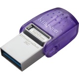 Kingston DataTraveler microDuo 3C unità flash USB 128 GB USB Type-A / USB Type-C 3.2 Gen 1 (3.1 Gen 1) Acciaio inossidabile, Porpora viola/trasparente, 128 GB, USB Type-A / USB Type-C, 3.2 Gen 1 (3.1 Gen 1), 200 MB/s, Altro, Acciaio inossidabile, Porpora