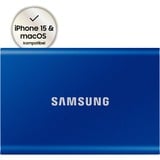 SAMSUNG Portable SSD T7 1000 GB Blu, Disco a stato solido blu, 1000 GB, USB tipo-C, 3.2 Gen 2 (3.1 Gen 2), 1050 MB/s, Protezione della password, Blu