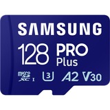 Samsung MicroSD PRO Plus 128 GB, Scheda di memoria blu, 128 GB, MicroSDXC, Classe 10, UHS-I, 180 MB/s, 130 MB/s