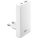 goobay Caricatore rapido doppio USB-C/A PD GaN 90°, Caricabatterie bianco