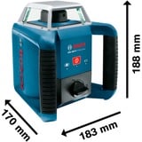 Bosch GRL 400 H Professional Livella rotatoria 400 m 635 nm (< 1 mW), Laser rotante blu/Nero, 400 m, 0,08 mm/m, 5°, 600 Giri/min, Rosso, 635 nm (< 1 mW)