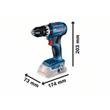 Bosch GSB 18V-45 1900 Giri/min Nero, Blu, Cordless blu/Nero, Cacciavite elettrico, Impugnatura a pistola, Nero, Blu, 1900 Giri/min, 500 Giri/min, 27000 IPM