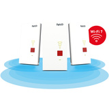 FRITZ! Set mesh 2700 confezione da 3, Ripetitore bianco/grigio, Repeater 2700, Ripetitore di rete, 125 Mbit/s, Wi-Fi, Collegamento ethernet LAN, Bianco