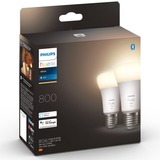 Philips Hue Philips Hue White 2 Lampadine Smart E27 60 W Philips Hue White 2 Lampadine Smart E27 60 W, Lampadina intelligente, Bianco, Bluetooth/Zigbee, LED integrato, E27, Bianco caldo