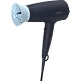 Philips Serie 3000 Asciugacapelli nero con accessorio ThermoProtect BHD360/20 Nero/Blu chiaro, dC, Blu marino, Anello di sospensione, 1,8 m, 2100 W, 220-240 V
