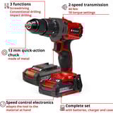 EINHELL TE-CD 18/2 Li-i +64, Cordless rosso/Nero