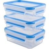 Emsa CLIP & CLOSE Rettangolare Scatola 0,55 L Blu, Trasparente 3 pz, Casella trasparente/Blu, Scatola, Rettangolare, 0,55 L, Blu, Trasparente, Elastomero Termoplastico (TPE), Germania