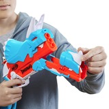 Hasbro DinoSquad - Tricera-blast (blaster con alloggiamento per caricamento di 3 dardi, con supporto dardi e design dinosauro Triceratopo, include 12 dardi Elite) celeste/Orange, con supporto dardi e design dinosauro Triceratopo, include 12 dardi Elite), Blaster giocattolo, 8 anno/i, 99 anno/i, 544 g