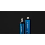 Kingston IronKey 256GB USB-C Vault Privacy 50C crittografia AES-256, FIPS 197, Chiavetta USB celeste/Nero, FIPS 197, 256 GB, USB tipo-C, 3.2 Gen 1 (3.1 Gen 1), 230 MB/s, Cuffia, Nero, Blu