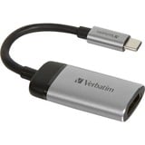 Verbatim 49143 cavo e adattatore video 0,1 m USB tipo-C HDMI Nero, Argento argento/Nero, 0,1 m, USB tipo-C, HDMI, Maschio, Femmina, Dritto