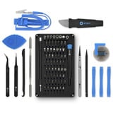 iFixit EU145307-4 strumento di riparazione di dispositivi elettronici, Set di strumenti Nero/Blu, Kit di strumenti, Universale, Plettro per apertura, Cacciavite, Spudger, Ventosa, Pinza, Nero, Blu, Acciaio inossidabile, Piatto, Torx di sicurezza, Chiave inglese, Torcia, 3 pinzette