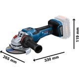 Bosch GWS 18V-15 PSC PROFESSIONAL smerigliatrice angolare 12,5 cm 11000 Giri/min 1500 W 2,3 kg blu/Nero, 11000 Giri/min, 12,5 cm, Batteria, 2,3 kg, Motore senza spazzole