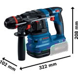 Bosch Martello perforatore a batteria GBH 18V-22 X Professional solo, 18 Volt, Trapano a percussione blu/Nero